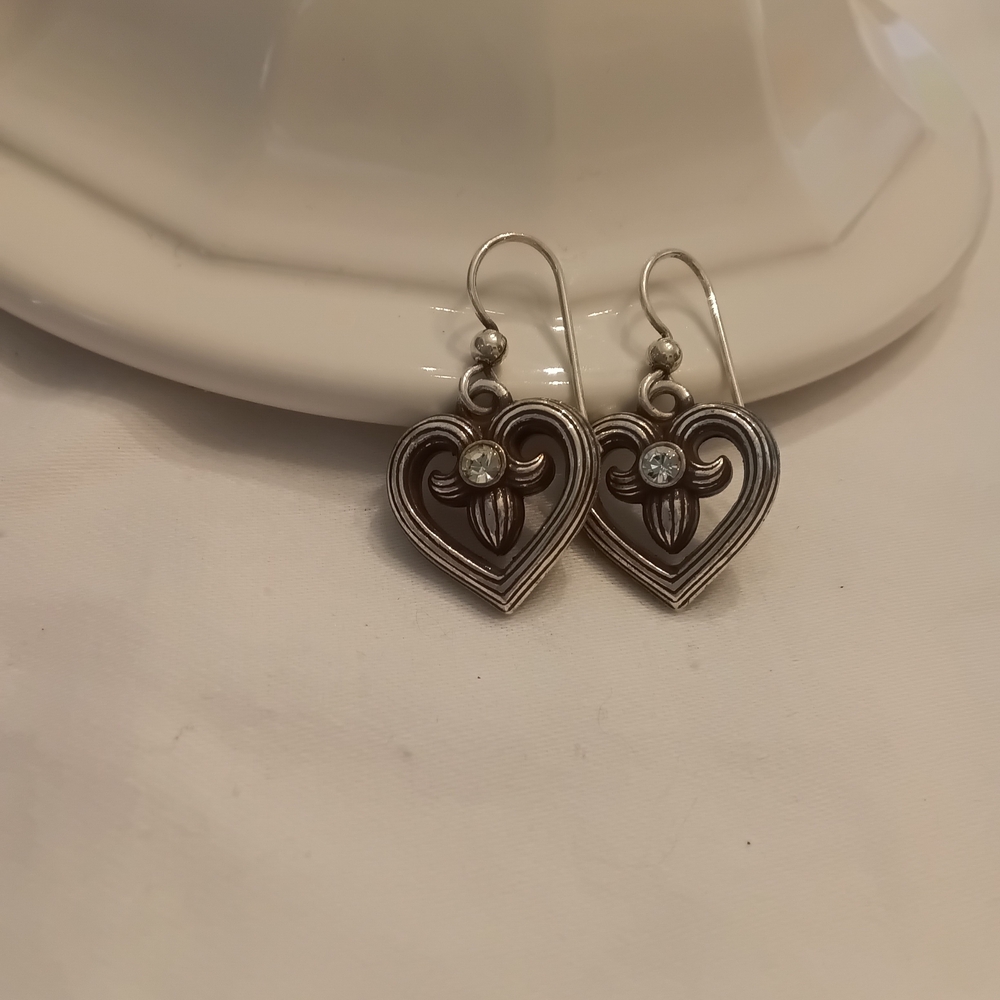 Brighton Silver  Heart Earrings